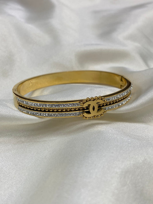 CC Gold Beads Stainless Steel Bangle