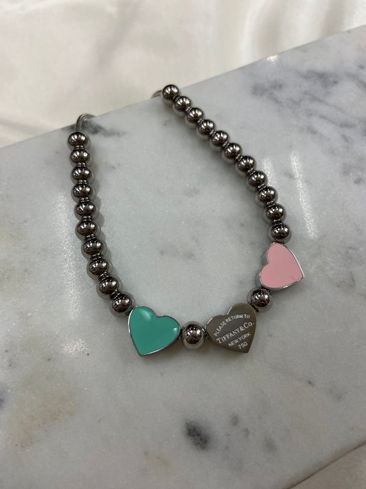 Tiff & Co Silver Stainless Steel Bead Bracelet