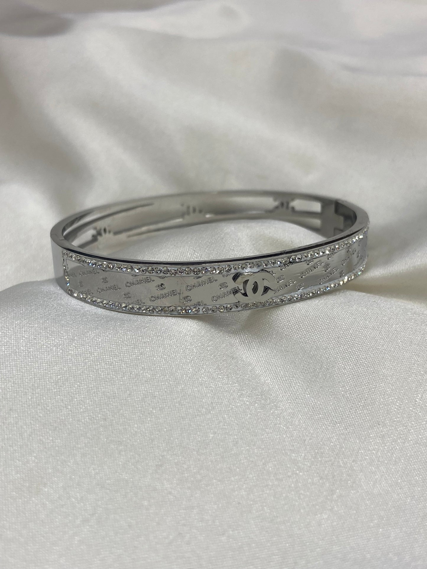CC Silver CZ Stainless Steel Bangle
