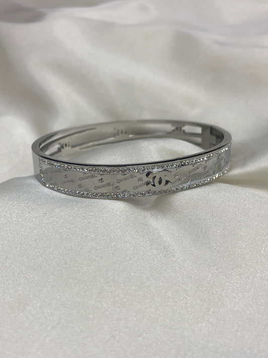 CC Silver CZ Stainless Steel Bangle