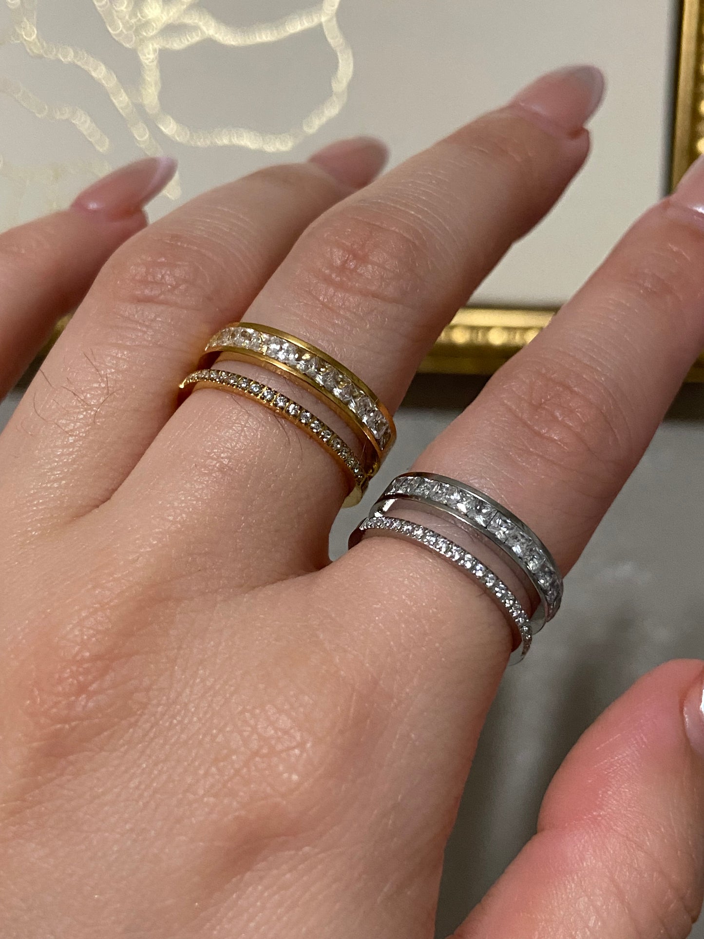 Chunky CZ Layered Stainless Steel Ring