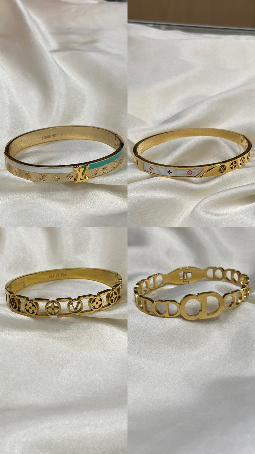 LV Stainless Steel Gold Bangles