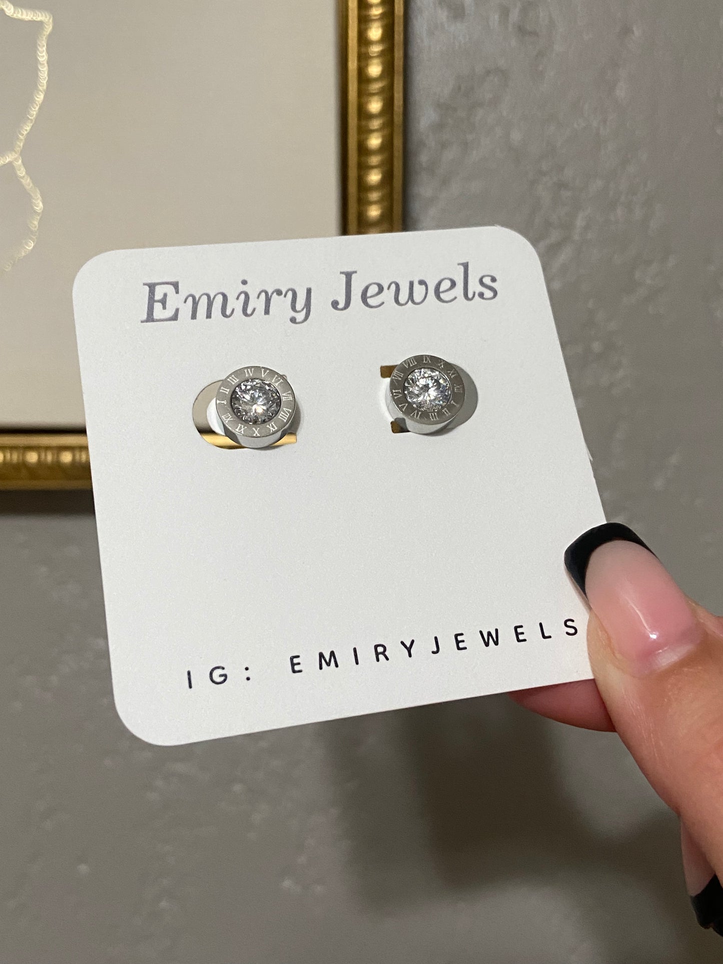 Roman Numeral CZ Stainless Steel Studs