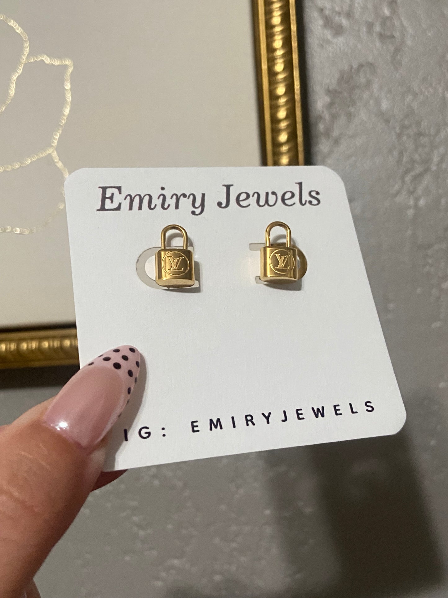 LV Gold Lock Stainless Steel Earrings