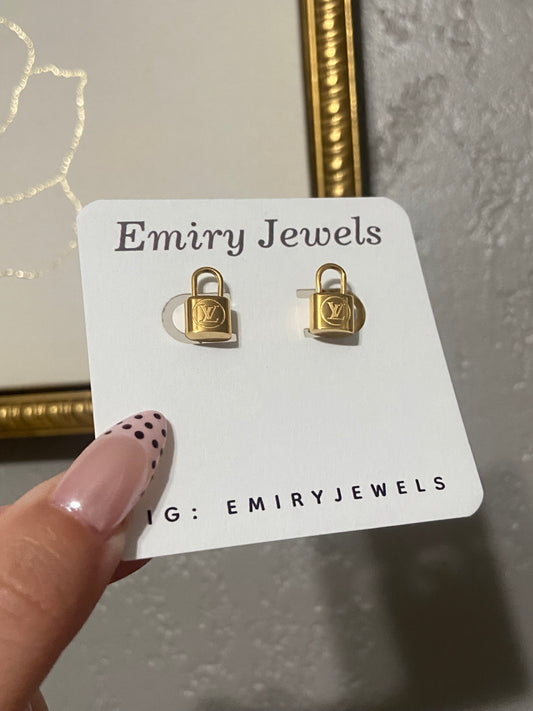 LV Gold Lock Stainless Steel Earrings