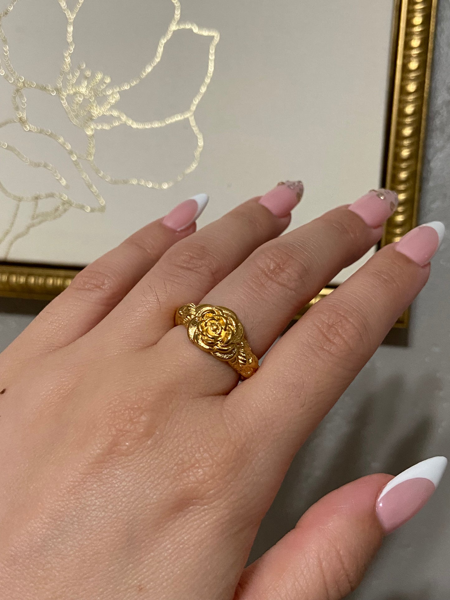 Gold Chunky Rose Stainless Steel Ring