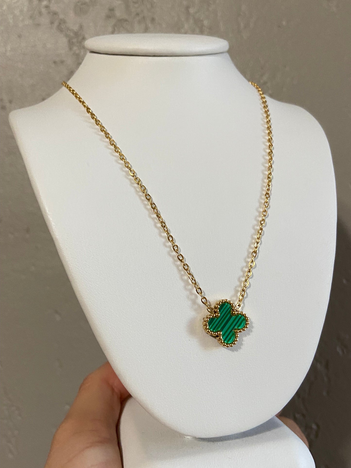 V C A Clover Stainless Steel Gold Necklace