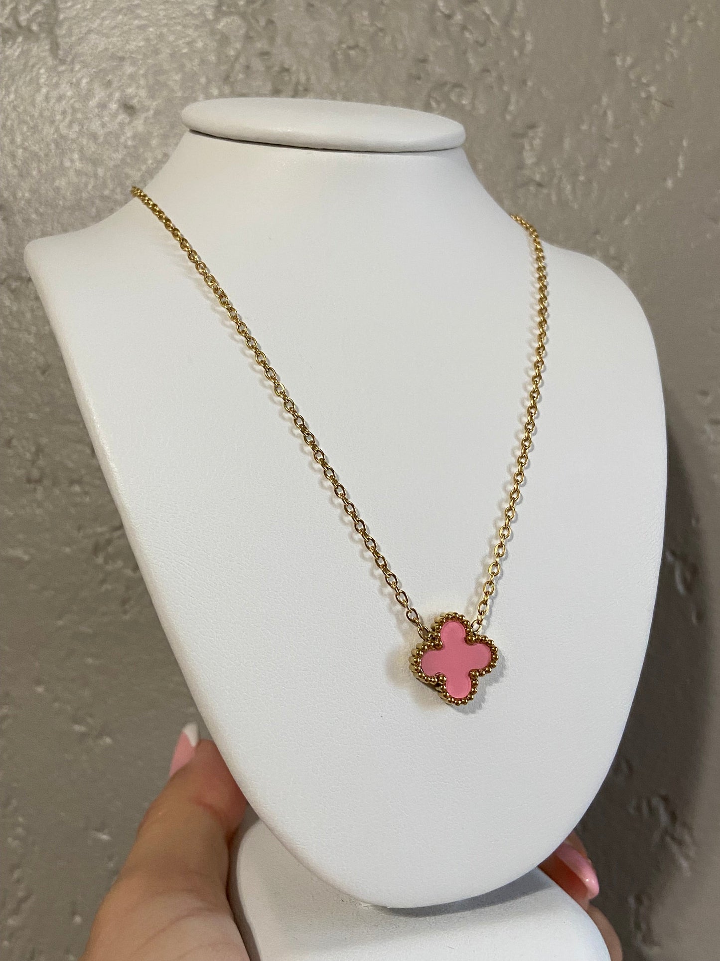 V C A Clover Stainless Steel Gold Necklace