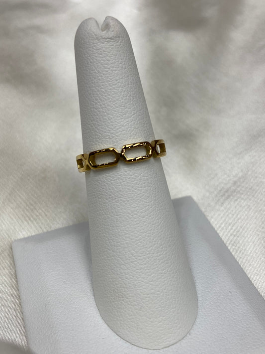 Oval Link Stainless Steel Gold Ring