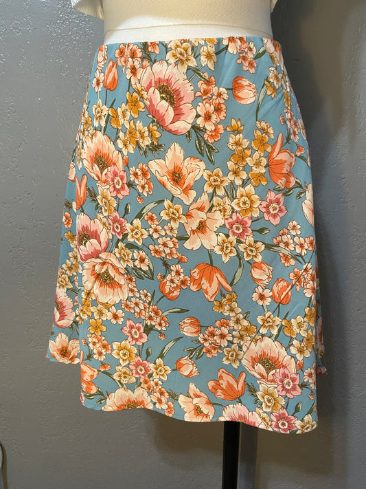 Blue Floral Skirt