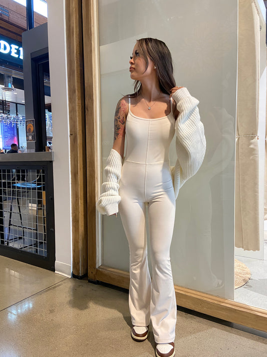 Cream Flared Jumpsuit