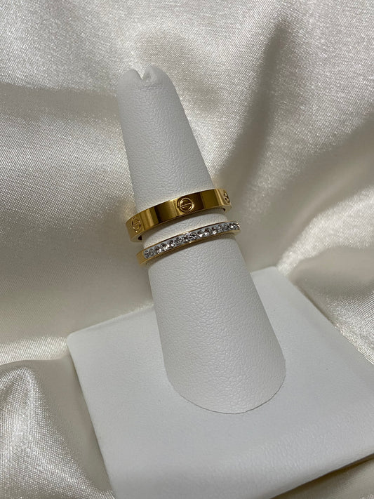 Gold Stainless Steel Carti CZ Ring