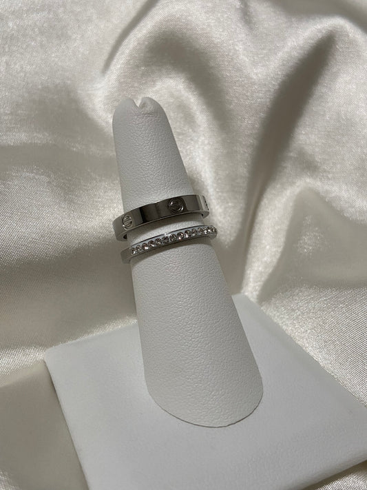 Silver Stainless Steel Carti CZ Ring