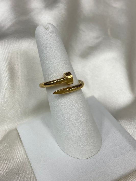 Nailed It Stainless Steel Gold Ring