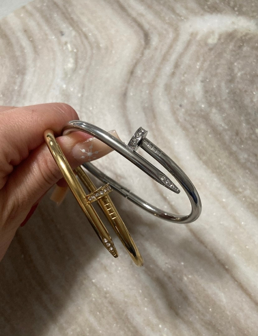 Nailed It Gold CZ Stainless Steel Bracelet